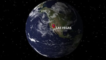 Zooming In on Earth to Las Vegas. Map source from NASA Earth Observations (NEO)