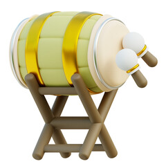 3D Render of Bedug, Traditional Indonesian Drum Used in Mosques