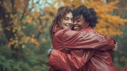 Fototapeta premium Two girls hugging 