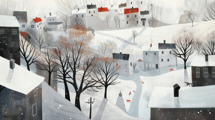 Winter city illustration.
