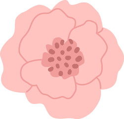 Pink Floral Illustration in Flat Style