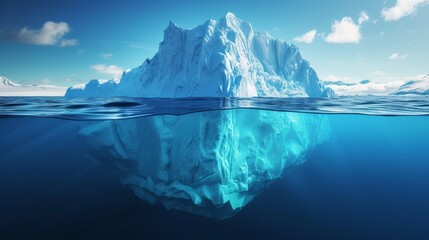 Iceberg Underwater View Blue Background