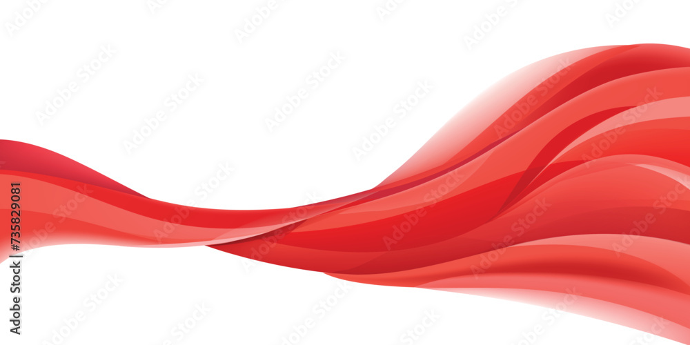 Aufkleber vector abstract red on white wave background. graphic curve flow energy banner, design shape templat