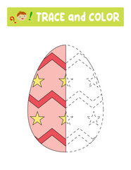 Trace and color . entertainment for children. training sheet. worksheet.Easter Egg.