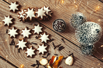 Christmas gingerbread on a wooden table