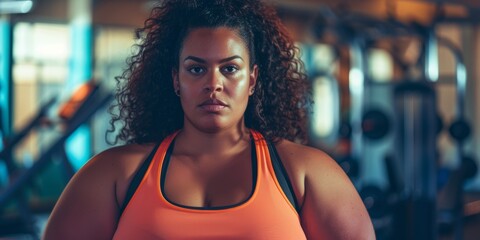 Empowered And Determined Curvy Woman Thriving In Gym Workouts