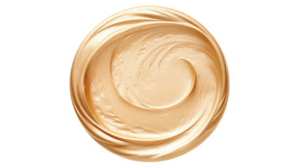 smear of golden cream texture on transparent background