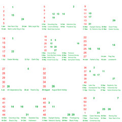 2024 Calendar Holidays Calendar with Week Numbers - Planner  