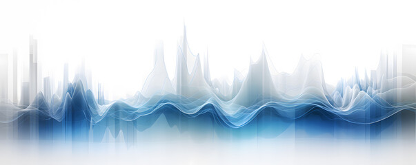 abstract blue background with blue abstract waves and building on white background