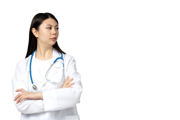 PNG, Asian girl as a doctor, isolated on white background.