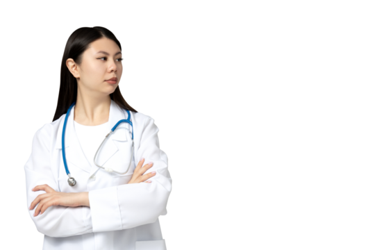 PNG, Asian girl as a doctor, isolated on white background.