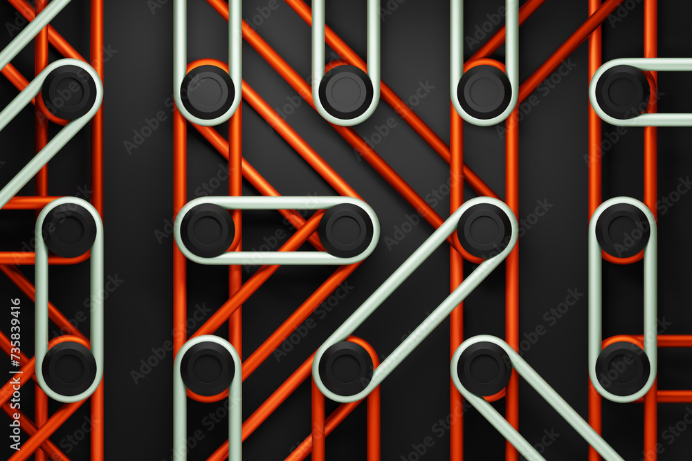 Poster a composition in which bright multi-colored re-ins are stretched on buttons. 3d rendering digital il