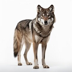 Majestic Wolf Standing Isolated on White Background