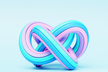 3D illustration,  colorful  illusion isometric abstract shapes colorful shapes intertwined