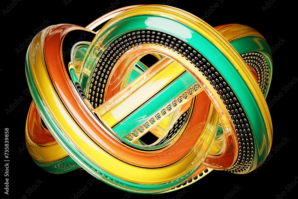 Poster 3d illustration of a colorful shapes . abstract lines pattern