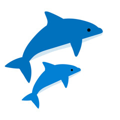 Obraz premium シンプルなかわいいイルカのイラスト 親子