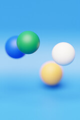 3d illustration of a   colorful  spheres on a  blue   background. Digital metaball background of flying