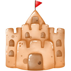 Pile of sand by the sea in summer Very cute hand drawing