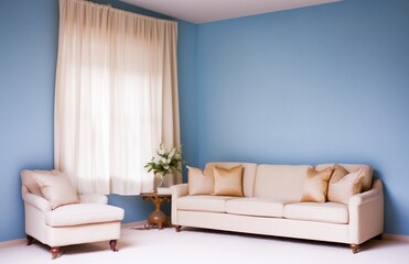 Elegant Room Interior with Vintage Patterned Wallpaper