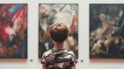 Deurstickers Unrecognizable child looking at modern art painting in a gallery © standret