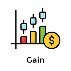 Stock market growth chart vector design isolated on white background