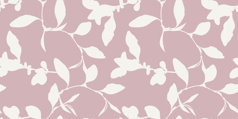 Botanical Seamless Pattern Leaves, Branches Motifs