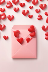 Love's Greeting: Romantic Heart on Pink Background, Valentine's Day Card with Blank Envelope