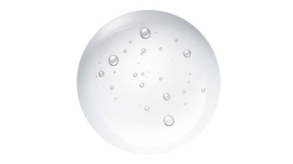 round drop of transparent serum gel close-up on a transparent background cosmetic products