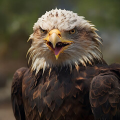 Obraz premium Bald eagle gliding against blue sky