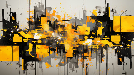 Abstract black and yellow dirty grunge texture background