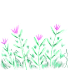 Pink flower watercolor leaf pastel art