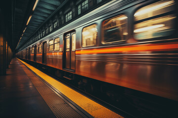 Naklejka premium Subway train is arriving in station