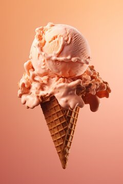 A tasty chocolate ice cream on a peach background.