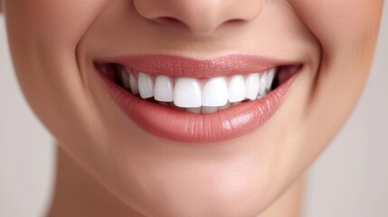 Fototapeta premium Perfect healthy teeth smile of a woman isolated on a white background.