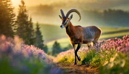 Raamstickers Beautiful roe deer (Capreolus capreolus) in the mountains © Semih Photo