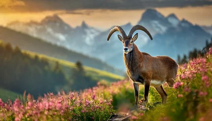 Fotobehang Beautiful roe deer (Capreolus capreolus) in the mountains © Semih Photo