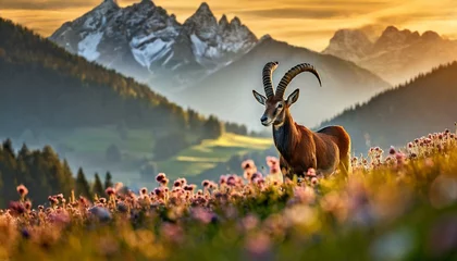 Fototapeten Beautiful roe deer (Capreolus capreolus) in the mountains © Semih Photo