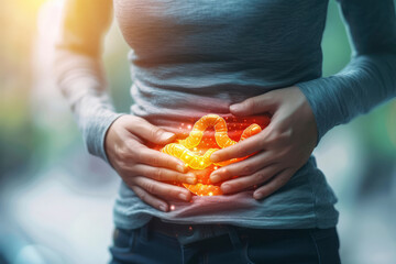 Gastroenteritis is an inflammation of the gastrointestinal tract, which includes the stomach and the intestines - obrazy, fototapety, plakaty