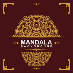 Golden frame with mandala art background