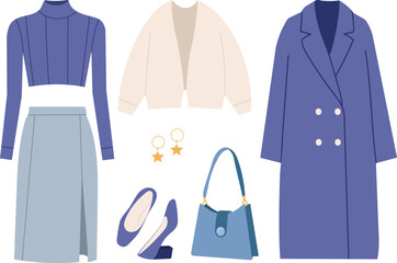 women's clothing set, fashion set on white background vector