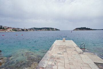 Concrete pier on Adriatic seashore