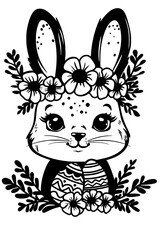  Cute Easter Bunny with Eggs  Vector Floral Rabbit head with Flowers SVG Cut Files for Cricut and Silhouette Cameo 