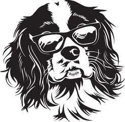 funny cavalier king charles spaniel dog with glasses