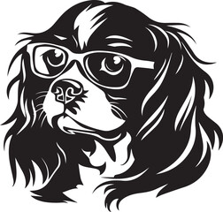 illustration of a cavalier king charles spaniel dog with glasses