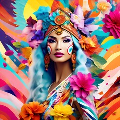 woman with flowers in hair