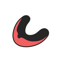 Red mouth guard. Teeth protection for boxing, kickboxing, American football. Sport equipment. Vector illustration.