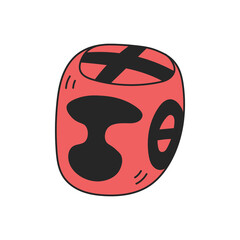 Red boxing helmet. Protective sports equipment vector illustration in cartoon doodle style. Outline headwear icon.