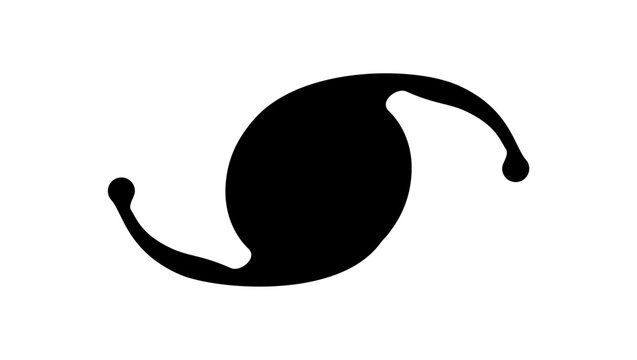 Intraocular lens, black isolated silhouette