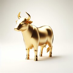 Gold 3D model of the Thai zodiac animal: Cow on a white background.