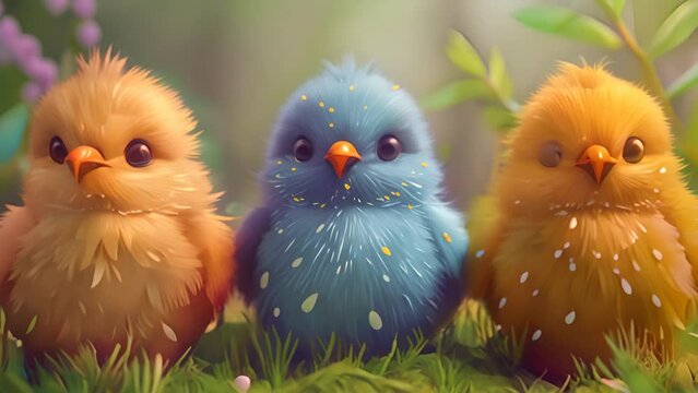 Easter eggs and hatching chicks, super cute style,generative ai